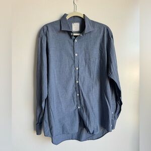 Billy Reid Huckberry Standard Cut Button Down Blue White Plaid Large 100% Cotton